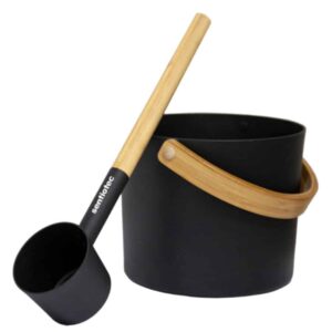 Sauna bucket & ladle set black